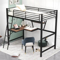 Twin Metal Loft Bed with Desk, Shelf, and Full Guardrails