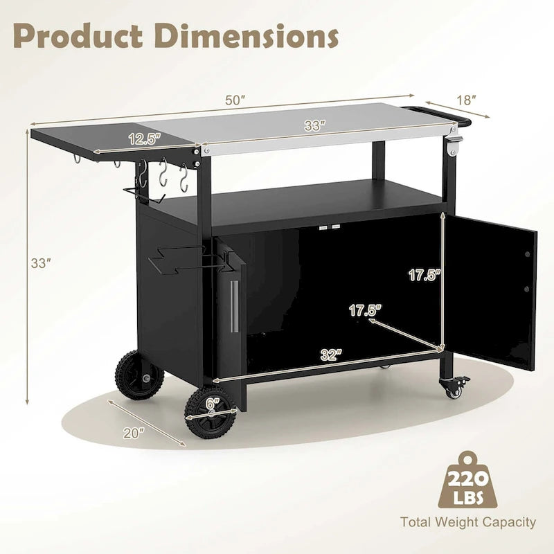 Outdoor Grill Cart with Storage, Kitchen Island