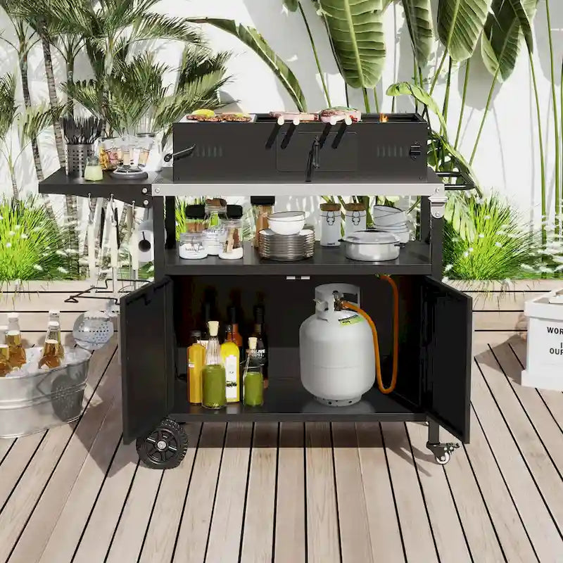 Outdoor Grill Cart with Storage, Kitchen Island