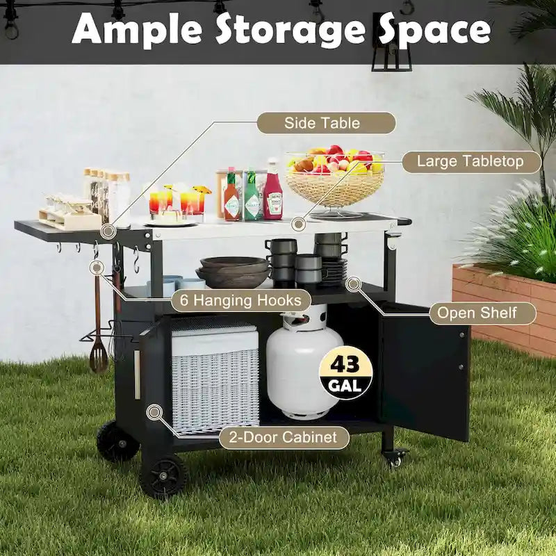 Outdoor Grill Cart with Storage, Kitchen Island