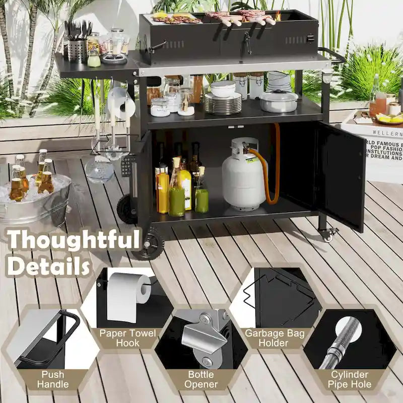 Outdoor Grill Cart with Storage, Kitchen Island