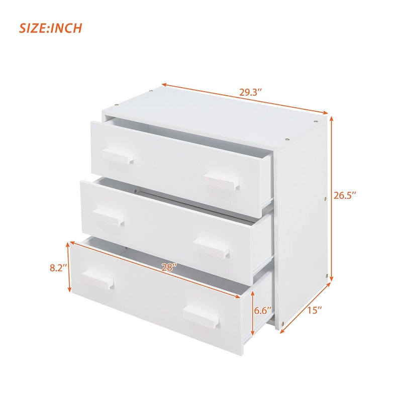 Twin Loft Bed with Cabinet and Shelf, White
