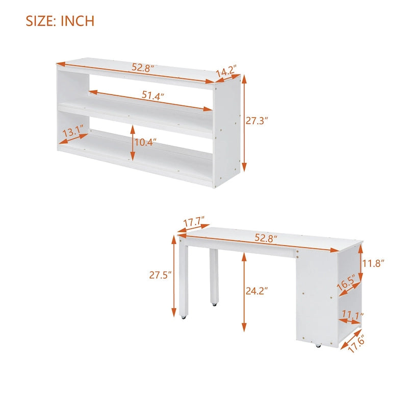Full Wood Loft Bed with Retractable Desk, Drawers, Storage Stairs, Shelves