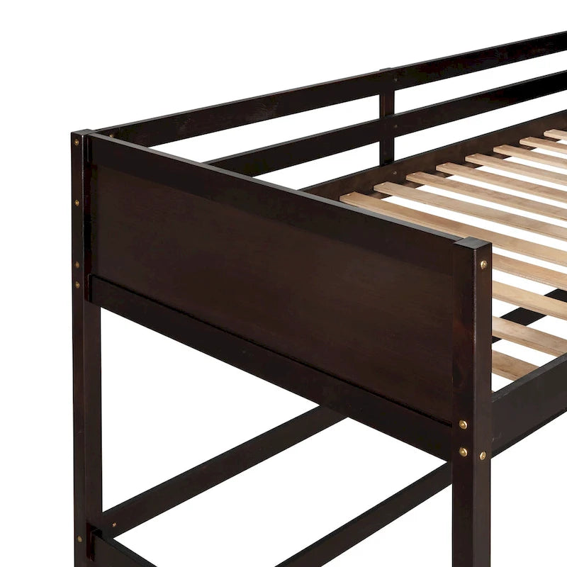 Twin Solid Wood Loft Bed with Ladder and Fence