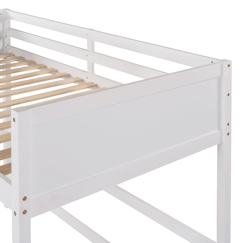 Twin Solid Wood Loft Bed with Ladder and Fence