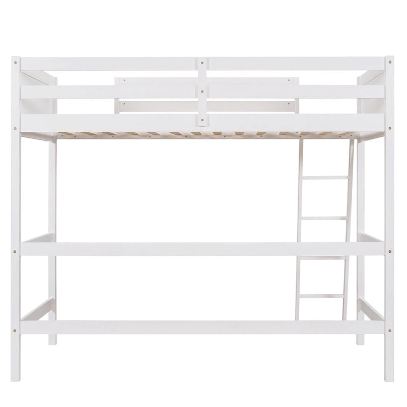 Twin Solid Wood Loft Bed with Ladder and Fence