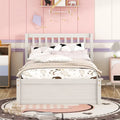 White Walnut Twin Bed with Trundle and Fence Headboard