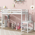 Twin Pine Wood High Loft Bed with Landing Platform, Ladders, Guardrails