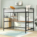 Metal Loft Bed with Desk, Ladder, and Shelves for Kids and Teens