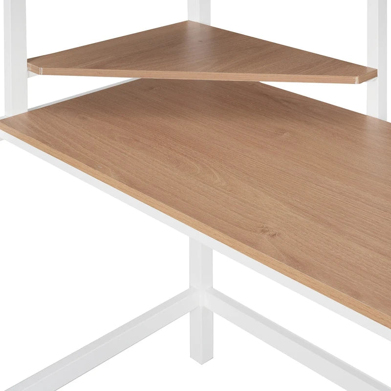Metal Loft Bed with Desk, Ladder, and Shelves for Kids and Teens