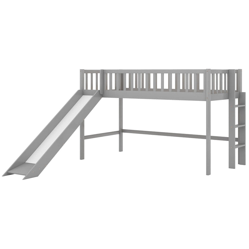Gray Twin House Platform Bed with Triangle Structure for Kids