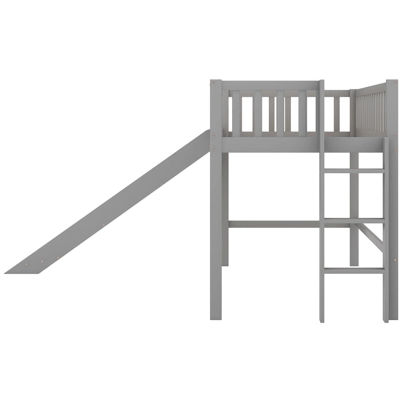 Gray Twin House Platform Bed with Triangle Structure for Kids