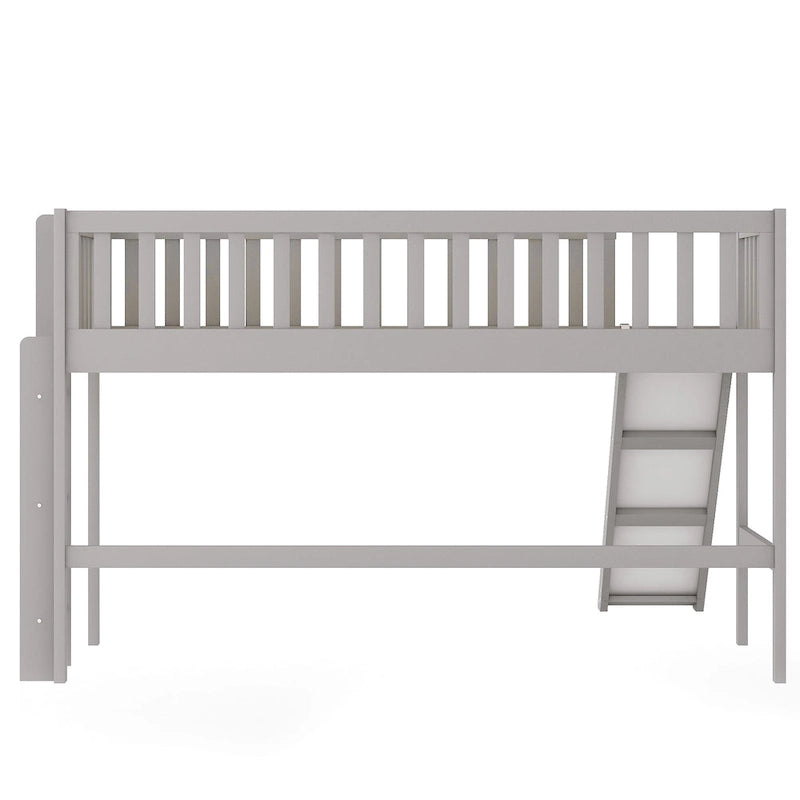 Gray Twin House Platform Bed with Triangle Structure for Kids