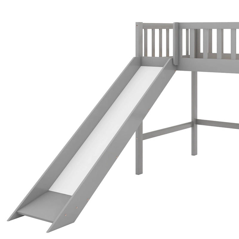 Gray Twin House Platform Bed with Triangle Structure for Kids