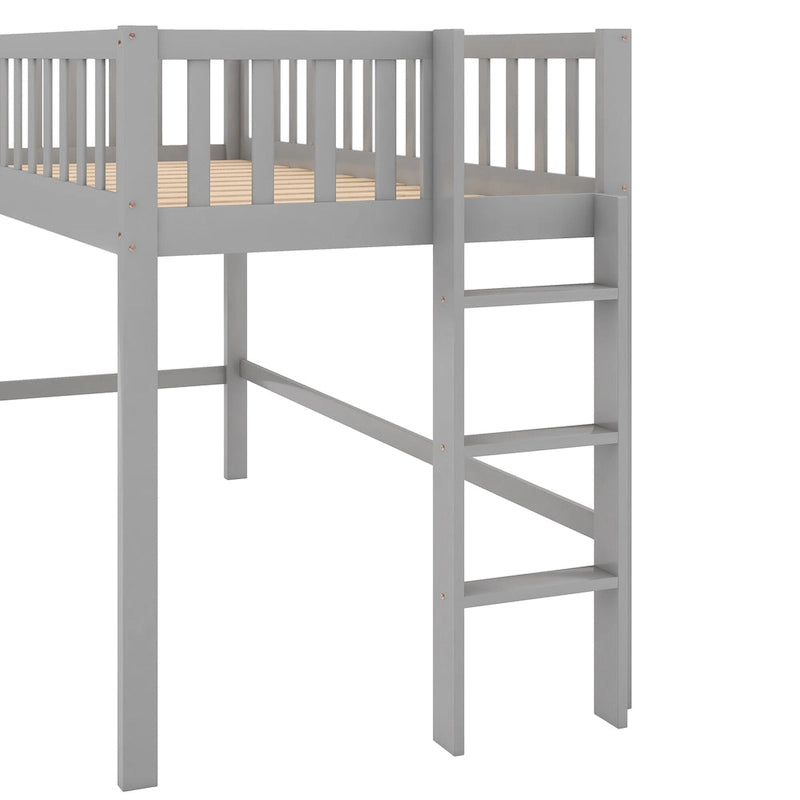 Gray Twin House Platform Bed with Triangle Structure for Kids