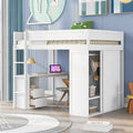 Pine Loft Bed with Wardrobes and Desk