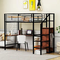 Black Twin Metal Loft Bed with Wardrobe and Desk