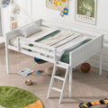 Low Loft Bed with Ladder and Fence