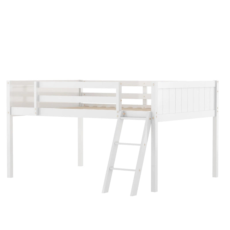 Low Loft Bed with Ladder and Fence