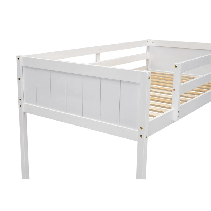 Low Loft Bed with Ladder and Fence