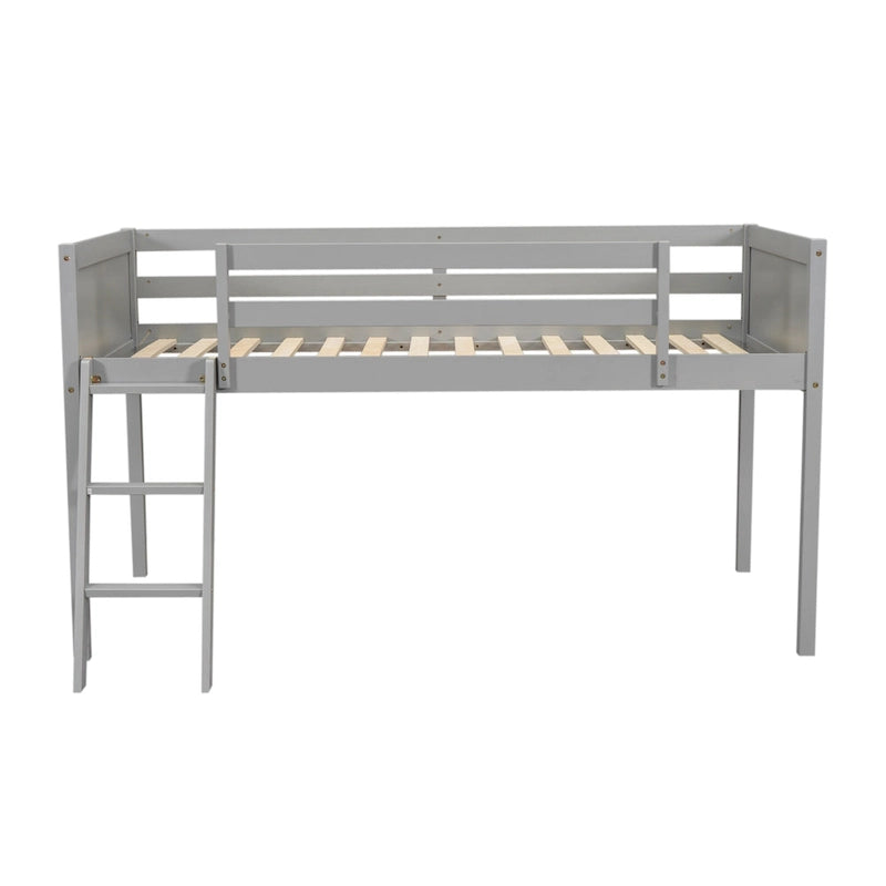 Low Loft Bed with Ladder and Fence