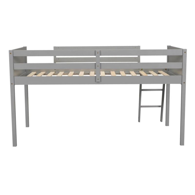 Low Loft Bed with Ladder and Fence