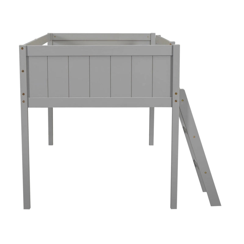 Low Loft Bed with Ladder and Fence