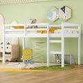 Twin Rubber Wood Loft Bed with Strengthened Slats