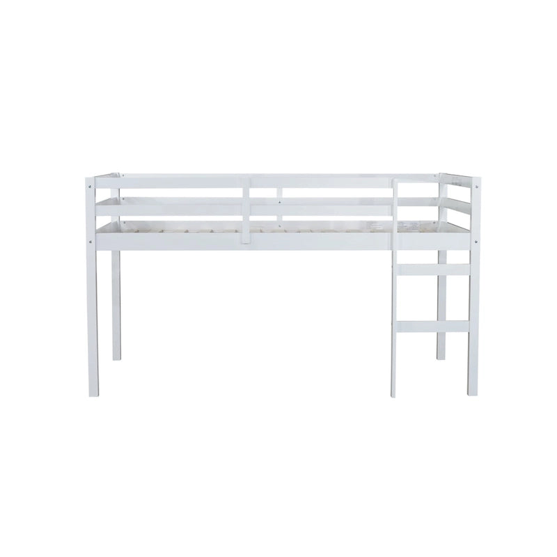Twin Rubber Wood Loft Bed with Strengthened Slats