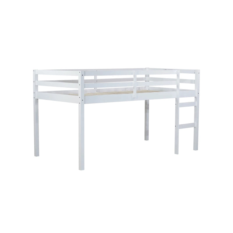 Twin Rubber Wood Loft Bed with Strengthened Slats
