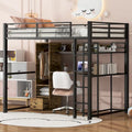 Full Metal Loft Bed with Built-in Wardrobe and Desk