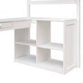 Multifunctional Twin Loft Bed with Storage Drawers, Bookshelves, Cabinet and Desk, Solid Wood Frame with Guardrails and Ladder
