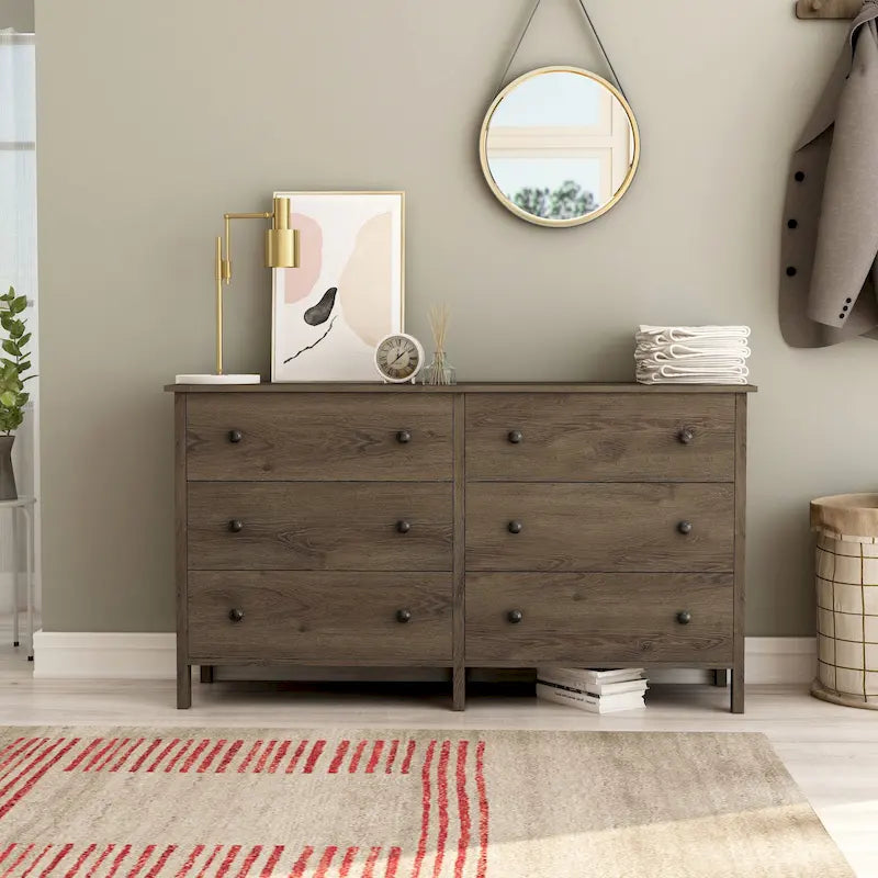 Rustic Walnut Storage Dresser, 3 or 6 Drawers