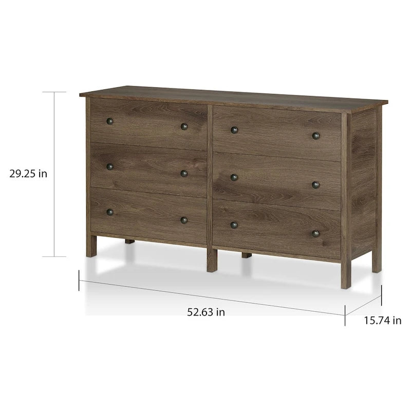 Rustic Walnut Storage Dresser, 3 or 6 Drawers