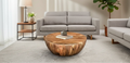 Arthur Mango Wood Coffee Table In Round Shape, Dark Brown