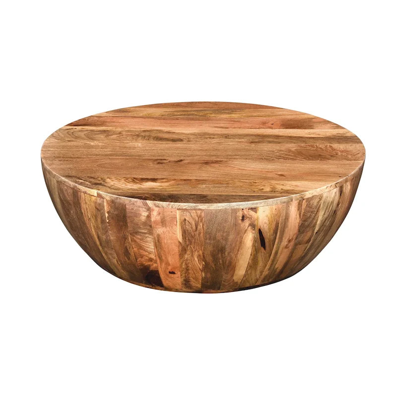 Round Mango Wood Coffee Table, Dark Brown