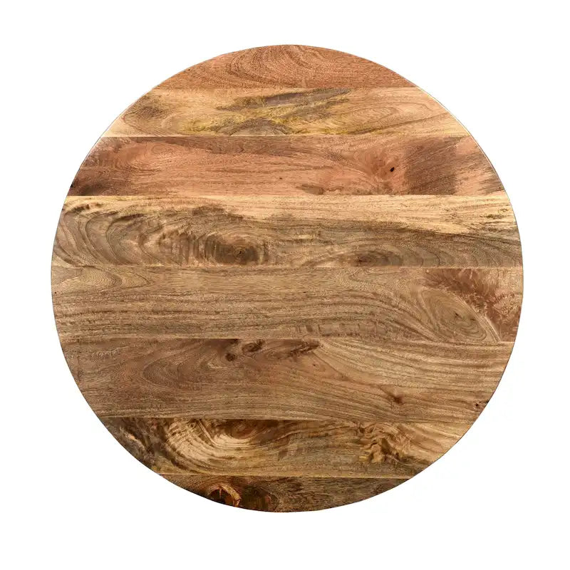 Round Mango Wood Coffee Table, Dark Brown