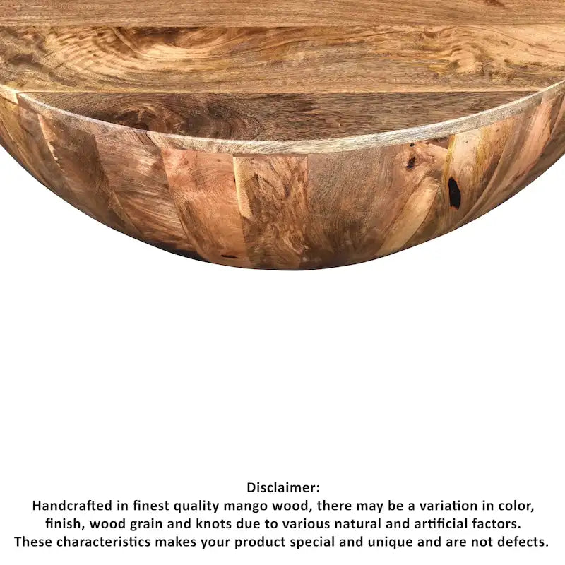 Round Mango Wood Coffee Table, Dark Brown
