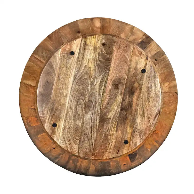 Round Mango Wood Coffee Table, Dark Brown