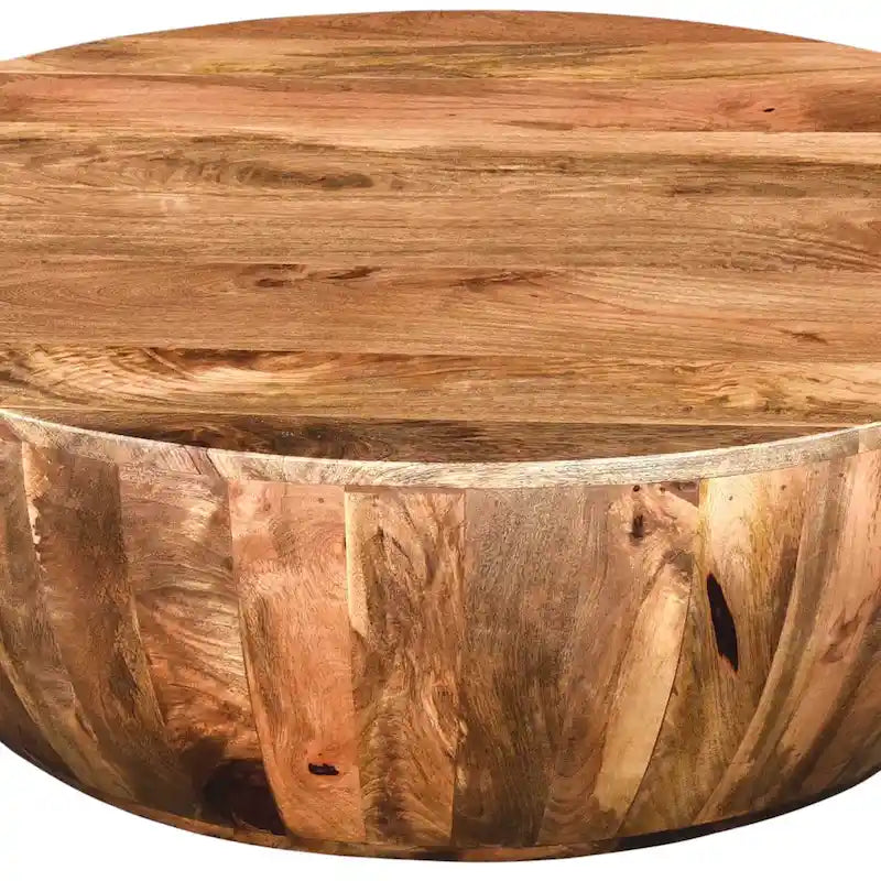 Round Mango Wood Coffee Table, Dark Brown
