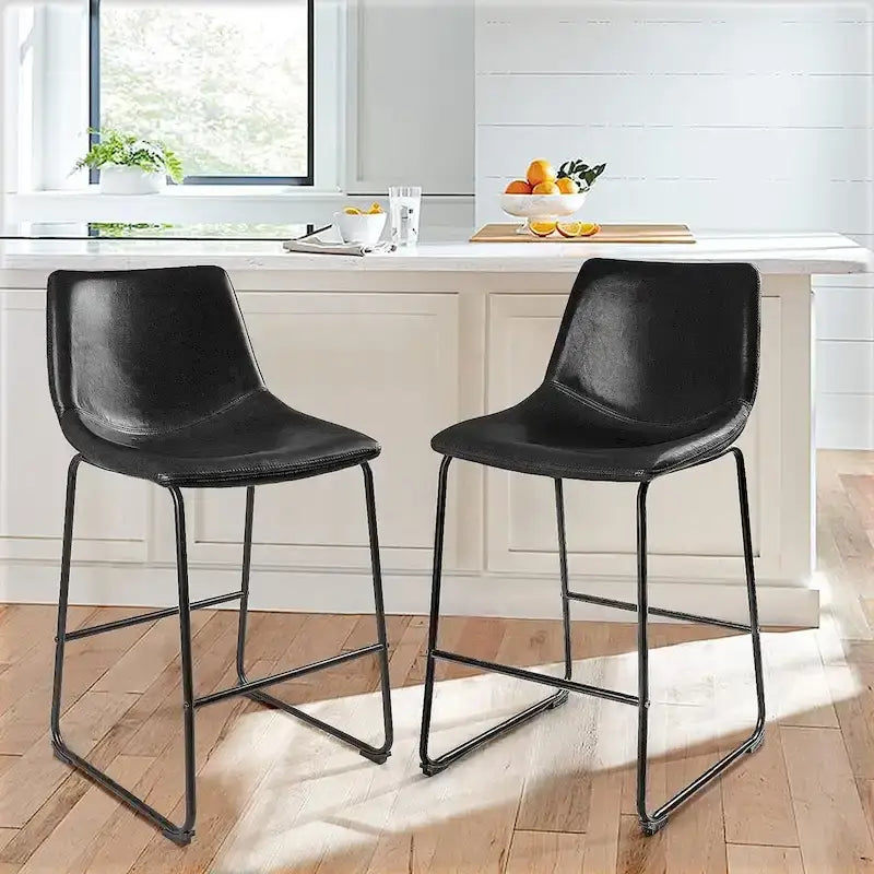 Bar Stools with Back, PU Leather, Footrest, 18/26/30 Inch