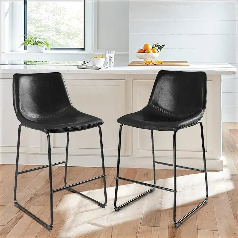 Bar Stools with Back, PU Leather, Footrest, 18/26/30 Inch