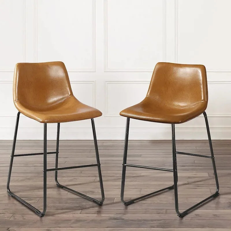 Bar Stools with Back, PU Leather, Footrest, 18/26/30 Inch