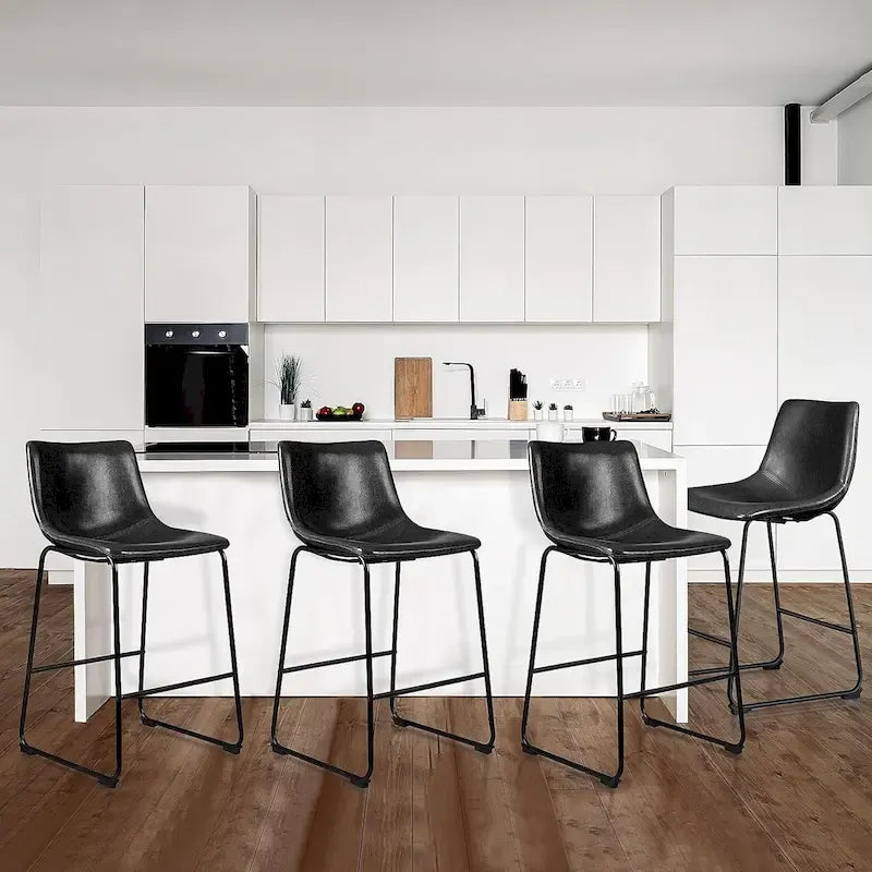 Bar Stools with Back, PU Leather, Footrest, 18/26/30 Inch