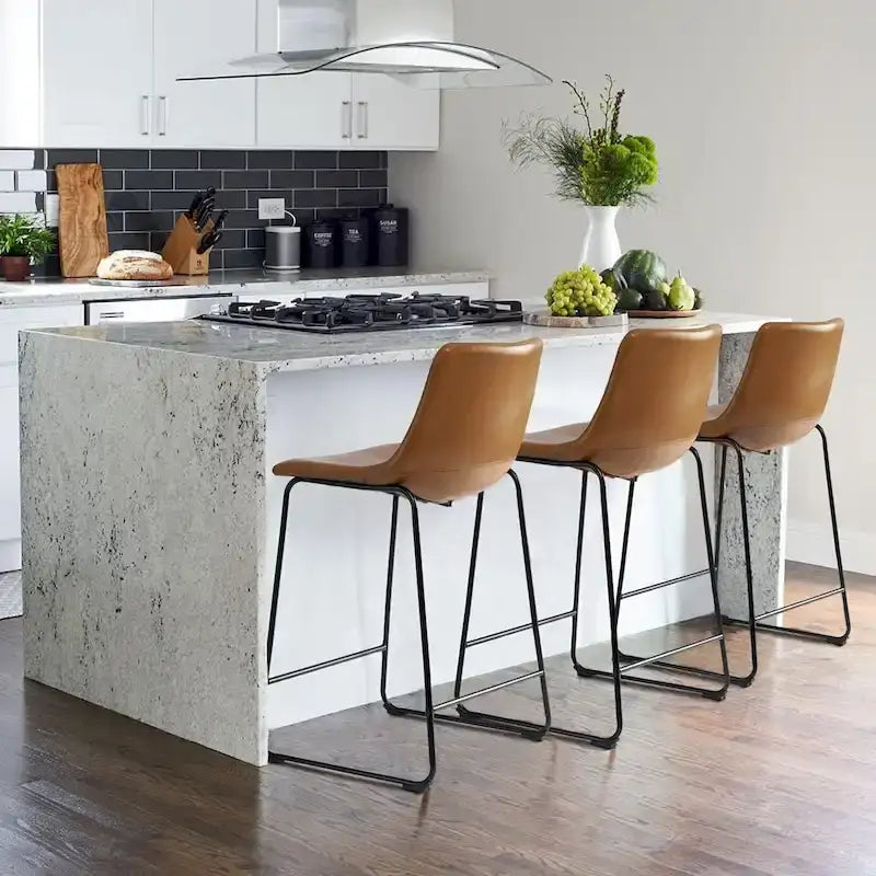 Bar Stools with Back, PU Leather, Footrest, 18/26/30 Inch