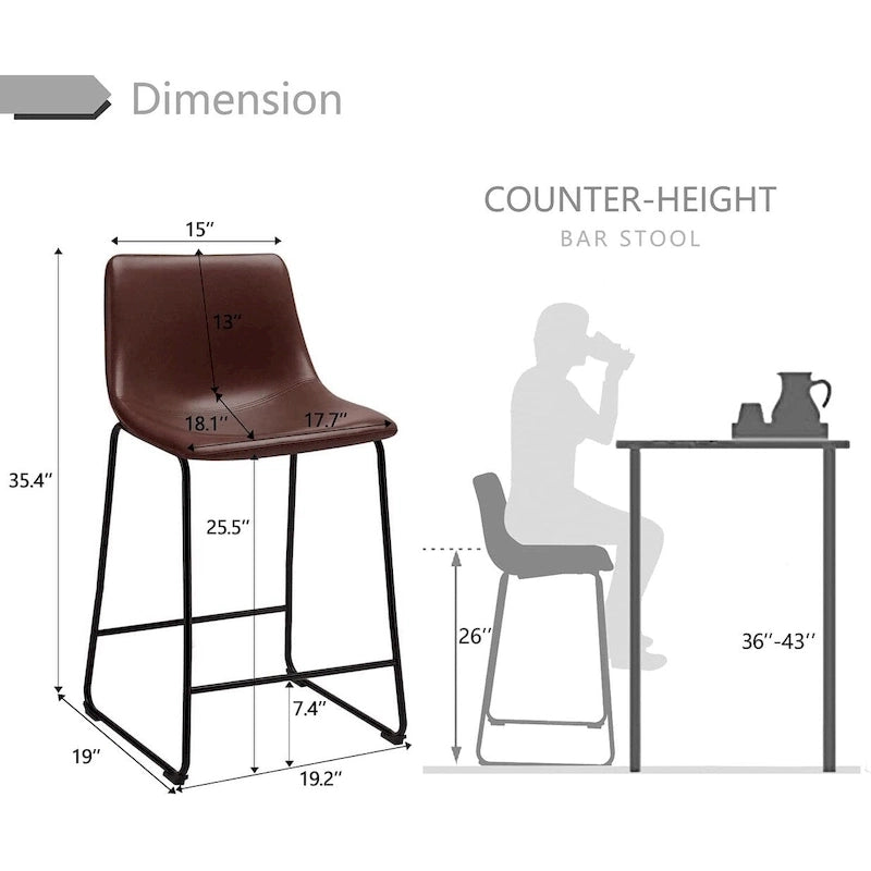 Bar Stools with Back, PU Leather, Footrest, 18/26/30 Inch
