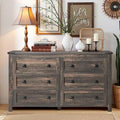 Farmhouse 6 Drawer Dresser, Wood TV Stand, Chest of Drawers