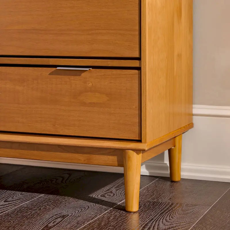 Modern Gallery Top Solid Pine Wood Chest, 6 Drawers
