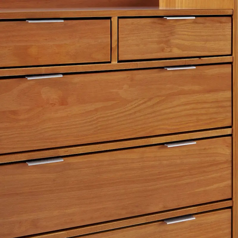 Modern Gallery Top Solid Pine Wood Chest, 6 Drawers