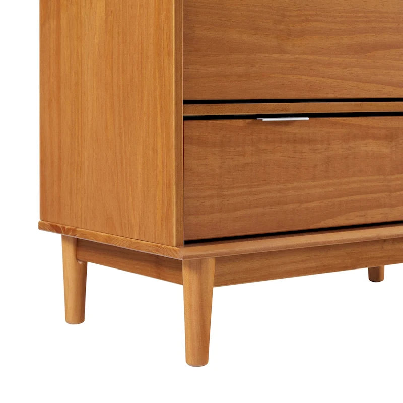 Modern Gallery Top Solid Pine Wood Chest, 6 Drawers
